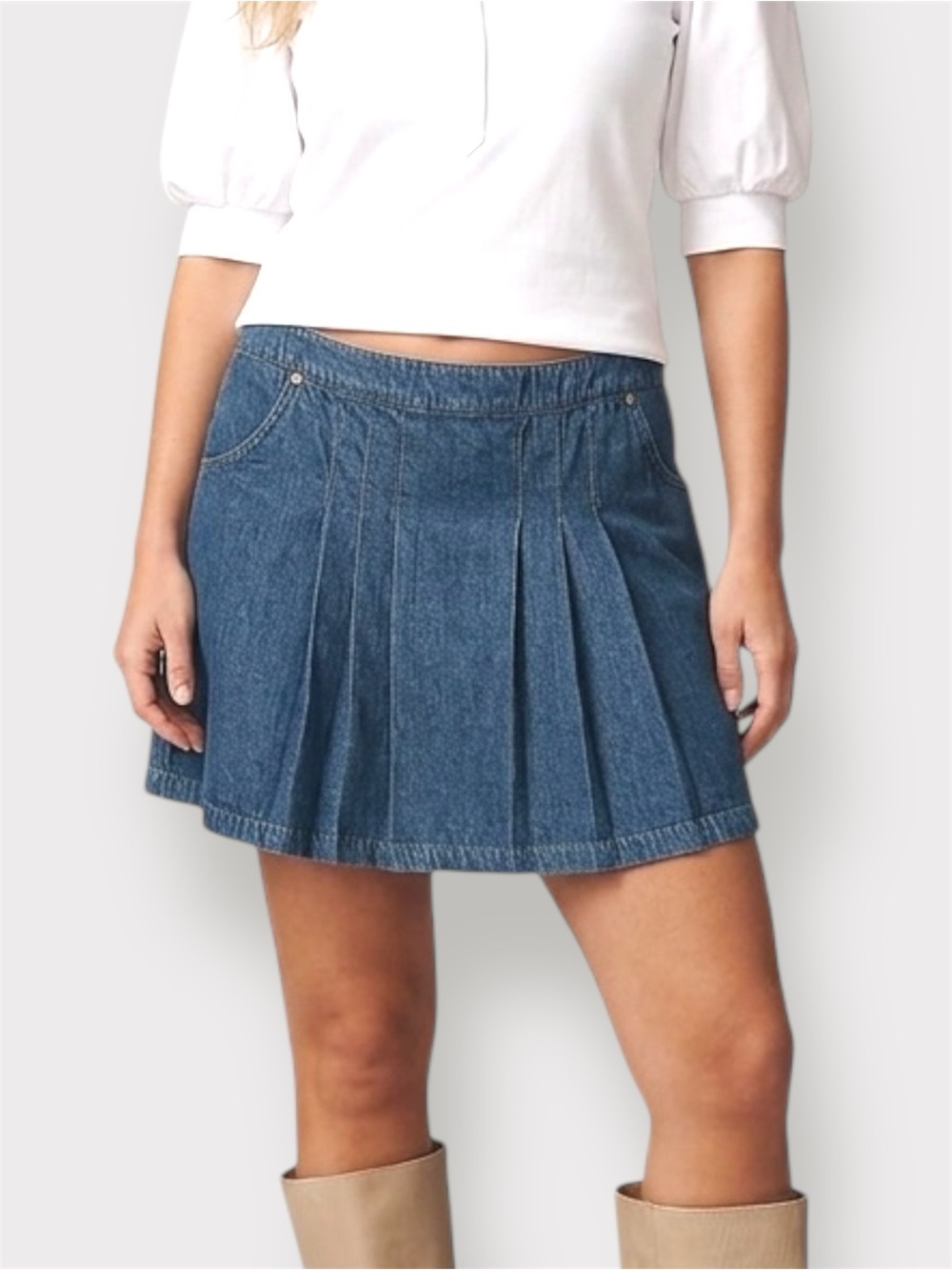 B.U.M. Equipment Y2K Low Rise Pleated Denim Miniskirt Large
